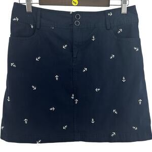 Christopher & Banks Embroidered Skort Size 8P Navy Blue Anchors Nautical Preppy